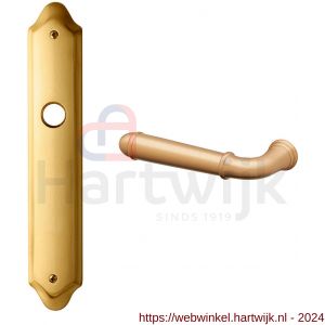 Mandelli1953 1340L BB72 Hartu deurkruk gatdeel linkswijzend op langschild 260x47 mm BB72 mat messing - H21015361 - afbeelding 1
