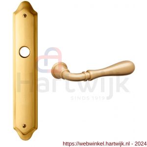 Mandelli1953 1420R BB56 Gou deurkruk gatdeel rechtswijzend op langschild 260x47 mm BB56 mat messing - H21015353 - afbeelding 1