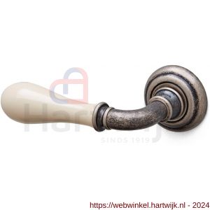 Mandelli1953 641L Doge deurkruk gatdeel op rozet 51x12 mm linkswijzend antiek chroom-ivoor porselein - H21015271 - afbeelding 1