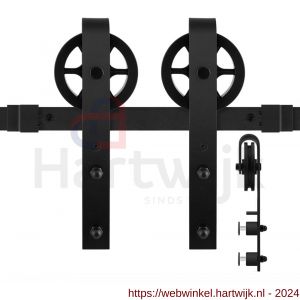 GPF Bouwbeslag ZwartWit 0502.61G schuifdeursysteem Teho zwart 300 cm (2x 150 cm schuifdeurrail) voor glazen schuifdeuren zwart - H21013087 - afbeelding 1