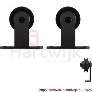 GPF Bouwbeslag ZwartWit 0510.61 schuifdeurhanger set Osa zwart voor extra deur zwart - H21008186 - afbeelding 1