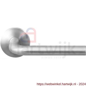 GPF Bouwbeslag RVS 1001.09-00 Aka deurkruk op ronde rozet 50x8 mm RVS mat geborsteld - H21009200 - afbeelding 1