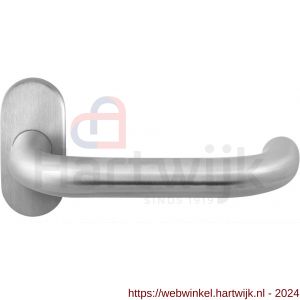 GPF Bouwbeslag RVS 1005.09-04 Hoa deurkruk op ovale rozet 70x32x10 mm RVS mat geborsteld - H21009203 - afbeelding 1