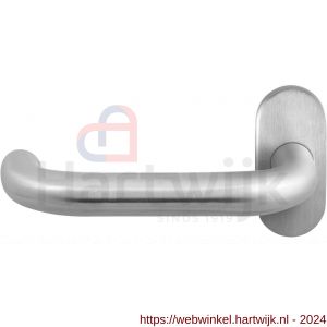 GPF Bouwbeslag RVS 1005.09-04L Hoa deurkruk gatdeel op ovale rozet 70x32x10 mm linkswijzend RVS mat geborsteld - H21009968 - afbeelding 1