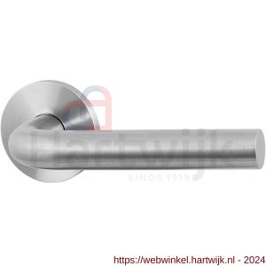 GPF Bouwbeslag Entree 100VRR L-model 19 mm deurkruk gatdeel op rozet 53x6 mm rechtswijzend RVS mat geborsteld - H21009976 - afbeelding 1