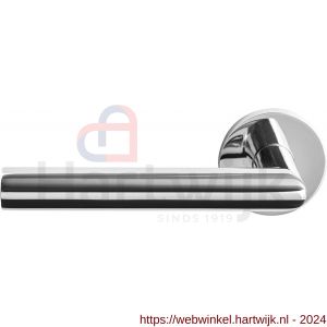 GPF Bouwbeslag RVS 1015.49-00L/R Toi L-haaks model 19 mm deurkruk gatdeel op ronde rozet links-rechtswijzend RVS gepolijst - H21013812 - afbeelding 1