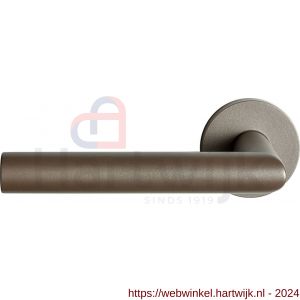 GPF Bouwbeslag Anastasius 1015.A3-00 L/R Toi L-haaks model 19 mm deurkruk gatdeel op ronde rozet 50x8 mm links-rechtswijzend Mocca blend - H21009993 - afbeelding 1