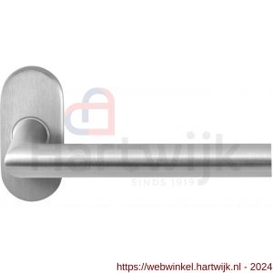 GPF Bouwbeslag RVS 1016.09-04R Toi deurkruk gatdeel op ovale rozet 70x32x10 mm rechtswijzend RVS mat geborsteld - H21010001 - afbeelding 1