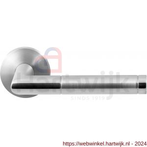 GPF Bouwbeslag RVS 1040.09/49-00 Kohu Duo deurkruk gatdeel op ronde rozet 50x8 mm RVS mat geborsteld-RVS gepolijst 50x8 mm - H21013815 - afbeelding 1