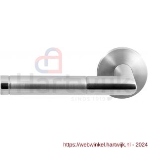 GPF Bouwbeslag RVS 1040.09/49-00L/R Kohu Duo deurkruk gatdeel op ronde rozet 50x8 mm links-rechtswijzend RVS mat geborsteld-RVS gepolijst - H21013816 - afbeelding 1