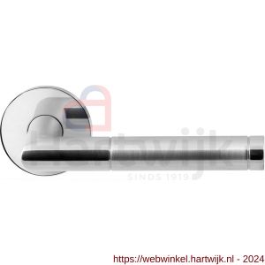 GPF Bouwbeslag RVS 1040.49/09-00 Kohu Duo deurkruk op ronde rozet 50x8 mm RVS gepolijst-RVS mat geborsteld - H21013817 - afbeelding 1
