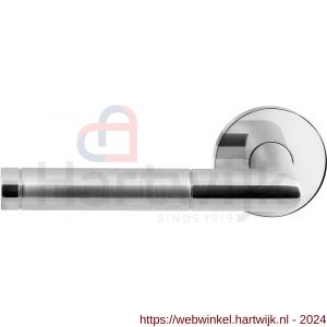 GPF Bouwbeslag RVS 1040.49/09-00L/R Kohu Duo deurkruk gatdeel op ronde rozet 50x8 mm links-rechtswijzend RVS gepolijst-RVS mat geborsteld - H21013818 - afbeelding 1