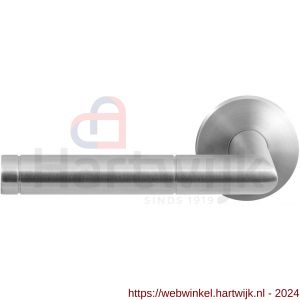 GPF Bouwbeslag RVS 1042.09-00L/R Kohu deurkruk gatdeel op ronde rozet 50x8 mm links-rechtswijzend RVS mat geborsteld - H21010008 - afbeelding 1