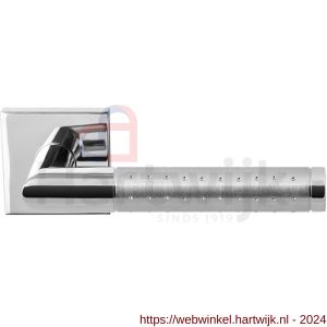 GPF Bouwbeslag RVS 1055.49/09-02 Haka Duo deurkruk op ronde rozet 50x50x8 mm RVS gepolijst-RVS mat geborsteld - H21013821 - afbeelding 1