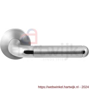 GPF Bouwbeslag RVS 1060.09/49-00 Maku Duo deurkruk op ronde rozet 50x8 mm RVS mat geborsteld-RVS gepolijst - H21013823 - afbeelding 1