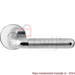 GPF Bouwbeslag RVS 1060.49/09-00 Maku Duo deurkruk op ronde rozet 50x8 mm RVS gepolijst-RVS mat geborsteld - H21013825 - afbeelding 1