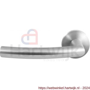 GPF Bouwbeslag RVS 1075.09-00L/R Tonga deurkruk gatdeel op ronde rozet 50x8 mm links-rechtswijzend RVS mat geborsteld - H21010017 - afbeelding 1