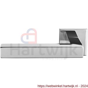 GPF Bouwbeslag RVS 1302.49-02L Zaki+ deurkruk gatdeel op vierkante rozet llinkswijzend RVS gepolijst - H21013830 - afbeelding 1