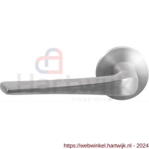 GPF Bouwbeslag RVS 2065.09-00L/R Tiki deurkruk gatdeel op ronde rozet 50x8 mm links-rechtswijzend RVS mat geborsteld - H21010080 - afbeelding 1