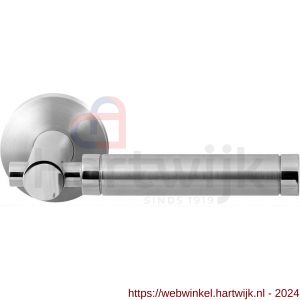 GPF Bouwbeslag RVS 2075.09/49-00 Moko Duo deurkruk op ronde rozet 50x8 mm RVS mat geborsteld-RVS gepolijst - H21013844 - afbeelding 1
