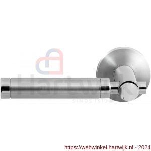GPF Bouwbeslag RVS 2075.09/49-00L/R Moko Duo deurkruk gatdeel op ronde rozet 50x8 mm links-rechtswijzend RVS mat geborsteld-RVS gepolijst - H21013845 - afbeelding 1