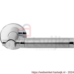 GPF Bouwbeslag RVS 2075.49/09-00 Moko Duo deurkruk op ronde rozet 50x8 mm RVS gepolijst-RVS mat geborsteld - H21013846 - afbeelding 1
