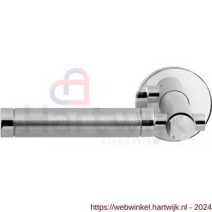 GPF Bouwbeslag RVS 2075.49/09-00L/R Moko Duo deurkruk gatdeel op ronde rozet 50x8 mm links-rechtswijzend RVS gepolijst-RVS mat geborsteld - H21013847 - afbeelding 1