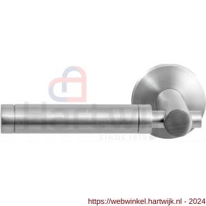 GPF Bouwbeslag RVS 2077.09-00L/R Moko deurkruk gatdeel op ronde rozet 50x8 mm links-rechtswijzend RVS mat geborsteld - H21010081 - afbeelding 1