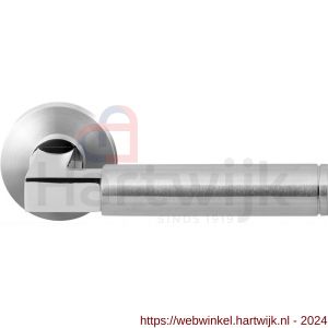 GPF Bouwbeslag RVS 2080.09/49-00 Kuri Duo deurkruk gatdeel op ronde rozet 50x8 mm RVS mat geborsteld-RVS gepolijst - H21013848 - afbeelding 1