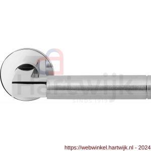 GPF Bouwbeslag RVS 2080.49/09-00 Kuri Duo deurkruk op ronde rozet 50x8 mm RVS gepolijst-RVS mat geborsteld - H21013853 - afbeelding 1