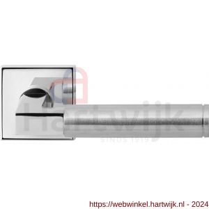 GPF Bouwbeslag RVS 2080.49/09-02L/R Kuri Duo deurkruk gatdeel op vierkant rozet 50x50x8 mm links-rechtswijzend RVS gepolijst-RVS mat geborsteld - H21013857 - afbeelding 1