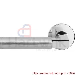 GPF Bouwbeslag RVS 2080.49/09-00L/R Kuri Duo deurkruk gatdeel op ronde rozet 50x8 mm links-rechtswijzend RVS gepolijst-RVS mat geborsteld - H21013855 - afbeelding 1