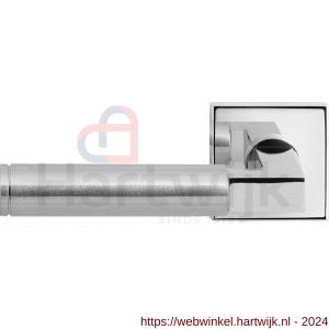 GPF Bouwbeslag RVS 2080.49/09-02L/R Kuri Duo deurkruk gatdeel op vierkant rozet 50x50x8 mm links-rechtswijzend RVS gepolijst-RVS mat geborsteld - H21013856 - afbeelding 1