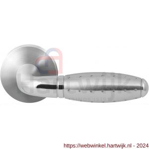 GPF Bouwbeslag RVS 3000.09/49-00 Knipo deurkruk op ronde rozet 50x8 mm RVS mat geborsteld-RVS gepolijst - H21013862 - afbeelding 1
