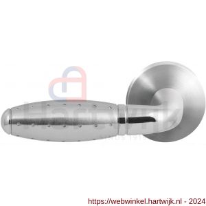 GPF Bouwbeslag RVS 3000.09/49-00L/R Knipo deurkruk gatdeel op ronde rozet 50x8 mm links-rechtswijzend RVS mat geborsteld-RVS gepolijst - H21013863 - afbeelding 1
