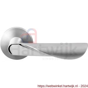 GPF Bouwbeslag RVS 3020.09/49-00 Moana deurkruk op ronde rozet 50x8 mm RVS mat geborsteld-RVS gepolijst - H21013870 - afbeelding 1