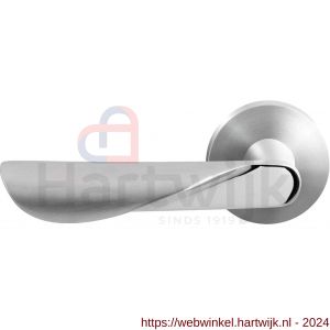 GPF Bouwbeslag RVS 3020.09/49-00L Moana deurkruk gatdeel op ronde rozet 50x8 mm linkswijzend RVS mat geborsteld-RVS gepolijst - H21013871 - afbeelding 1