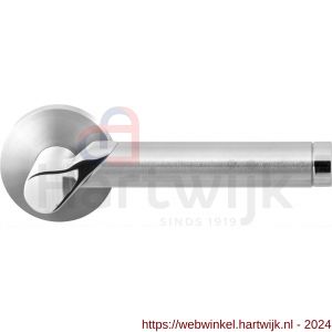 GPF Bouwbeslag RVS 3025.09/49-00 Horo Duo deurkruk op ronde rozet 50x8 mm RVS mat geborsteld-RVS gepolijst 50x8 mm - H21013876 - afbeelding 1