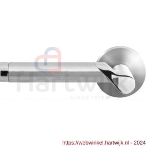 GPF Bouwbeslag RVS 3025.09/49-00L Horo Duo deurkruk gatdeel op ronde rozet 50x8 mm linkswijzend RVS mat geborsteld-RVS gepolijst - H21013877 - afbeelding 1