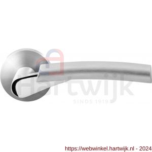 GPF Bouwbeslag RVS 3030.09/49-00 Hine deurkruk op ronde rozet 50x8 mm RVS mat geborsteld-RVS gepolijst - H21013882 - afbeelding 1