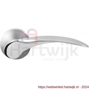 GPF Bouwbeslag RVS 3037.09/49-00 Kai Duo deurkruk op ronde rozet 50x8 mm RVS mat geborsteld-RVS gepolijst - H21013888 - afbeelding 1