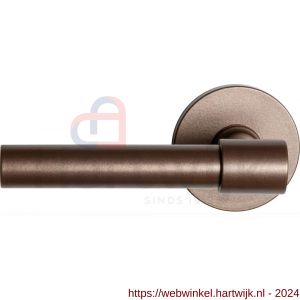 GPF Bouwbeslag Anastasius 3041.A2-05 L Hipi Deux deurkruk 103 mm op ronde rozet 50x6 mm linkswijzend Bronze blend - H21010096 - afbeelding 1