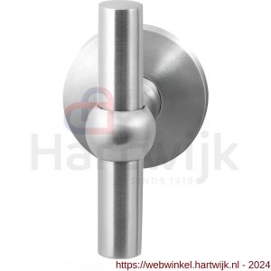 GPF Bouwbeslag RVS 3045.09-05 Hipi kruisknop op ronde rozet RVS 50x6 mm vast met knopvastzetter RVS mat geborsteld - H21013902 - afbeelding 1