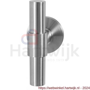 GPF Bouwbeslag RVS 3047.09-00 Hipi Deux+ kruisknop vast met knopvastzetter op ronde rozet 50x8 mm RVS mat geborsteld - H21013912 - afbeelding 1