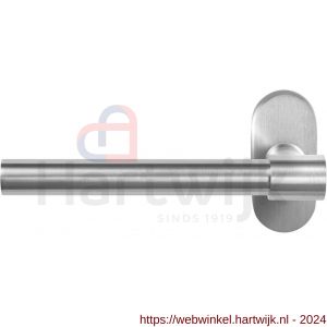 GPF Bouwbeslag RVS 3051.09-04L Hipi Deux deurkruk gatdeel op ovale rozet 70x32x10 mm linkswijzend RVS mat geborsteld - H21010136 - afbeelding 1