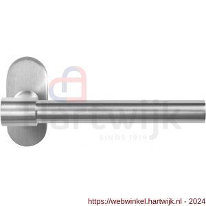 GPF Bouwbeslag RVS 3051.09-04R Hipi Deux deurkruk gatdeel op ovale rozet 70x32x10 mm rechtswijzend RVS mat geborsteld - H21010137 - afbeelding 1