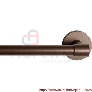 GPF Bouwbeslag Anastasius 3051.A2-05 L Hipi Deux deurkruk gatdeel 139 mm op ronde rozet 50x6 mm linkswijzend Bronze blend - H21010140 - afbeelding 1