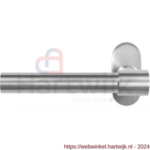 GPF Bouwbeslag RVS 3052.09-04L Hipi Deux+ deurkruk gatdeel op ovale rozet 70x32x10 mm linkswijzend RVS mat geborsteld - H21010151 - afbeelding 1