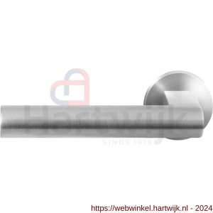 GPF Bouwbeslag RVS 3145.09-00L/R Umu deurkruk gatdeel op ronde rozet 50x8 mm links-rechtswijzend RVS mat geborsteld - H21010180 - afbeelding 1