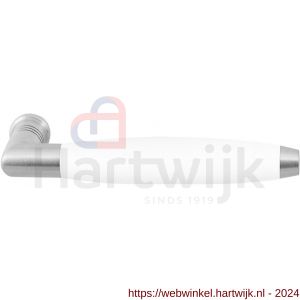 GPF Bouwbeslag RVS 4056 XL Ika XL deurkruk haaks met trapezium eindknop RVS mat geborsteld-wit - H21008244 - afbeelding 1